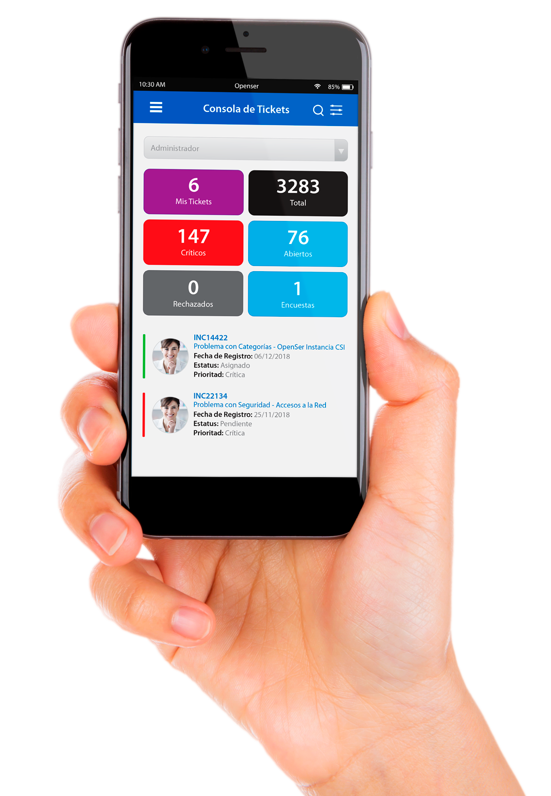 Openser. Atiende y levanta tickets desde tu celular